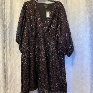 City Chic Black Dress with Red Sequins xl/22